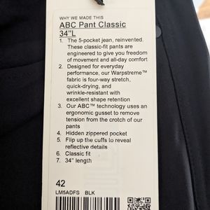 NWT Lululemon Mens ABC Black Dress Pants